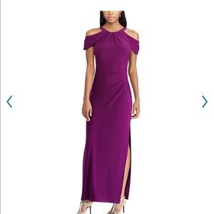 NWT Women's Chaps Pleated Cold-Shoulder Evening Gown